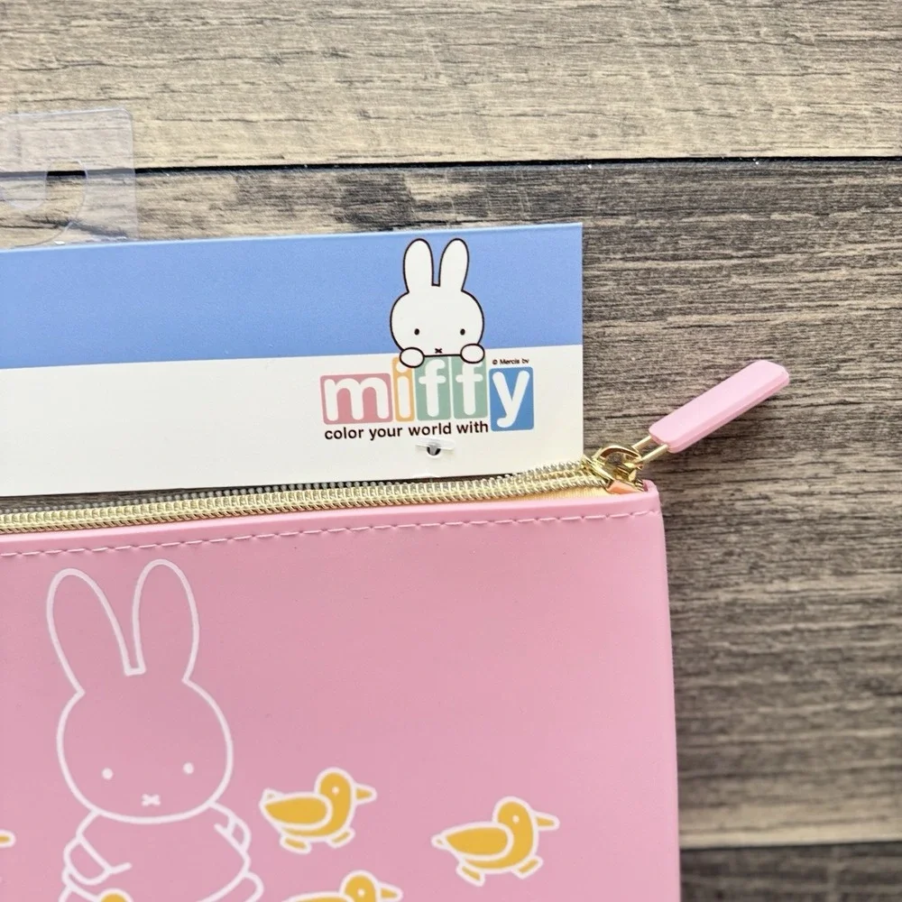 MIFFY‎ Bunny w/ Ducks Pastel Pink Silicone Pencil Pouch 8.75